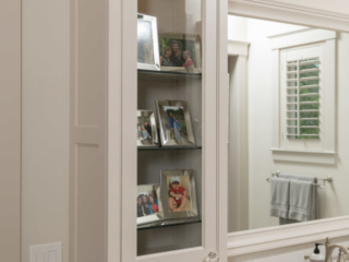 Master Bathroom Vanity with glass panel door