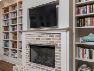 White Living room bookshelves with adjustable shelving