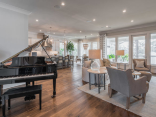 View of the living room and kitchen