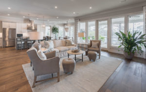 View of the living room and kitchen